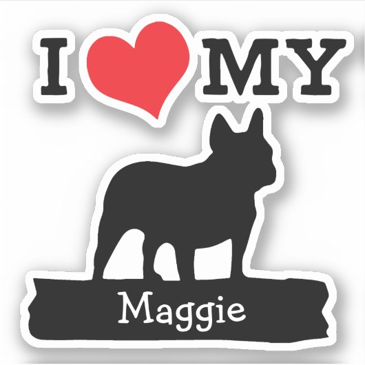 Zwarte Franse Bulldog Aangepaste naam Sticker (Voorkant)