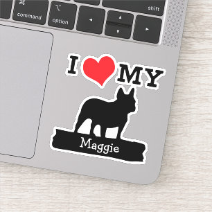 Zwarte Franse Bulldog Aangepaste naam Sticker