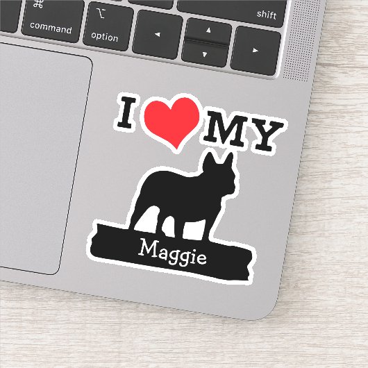 Zwarte Franse Bulldog Aangepaste naam Sticker (Detail)