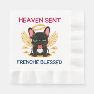Zwarte Franse Bulldog als engelen op aarde Servet
