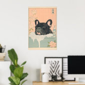 Zwarte Franse Bulldog Badkamer Print Japandi (Thuiskantoor)