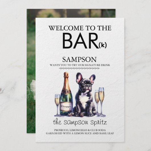 Zwarte Franse Bulldog Bar Menu (Voorkant / Achterkant)