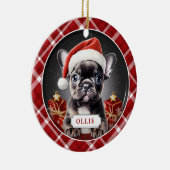 Zwarte Franse Bulldog Ceramic Circle Ornament (Rechts)