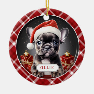 Zwarte Franse Bulldog Ceramic Circle Ornament