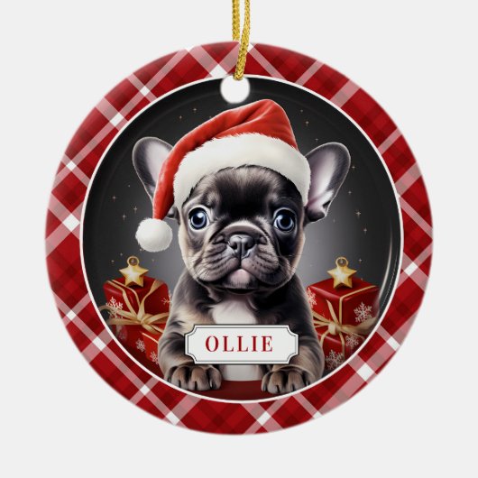 Zwarte Franse Bulldog Ceramic Circle Ornament (Voorkant)