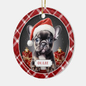 Zwarte Franse Bulldog Ceramic Circle Ornament (Links)