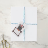 Zwarte Franse Bulldog, Frans Cadeaulabel (Met Touw)