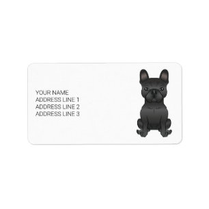 Zwarte Franse Bulldog / Franse Cartoonhond & Tekst Etiket
