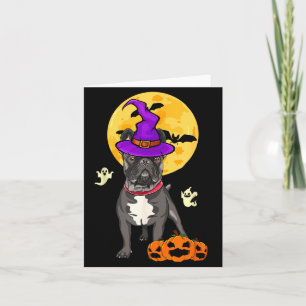Zwarte Franse Bulldog Heks Halloween Kostuum Hond Kaart