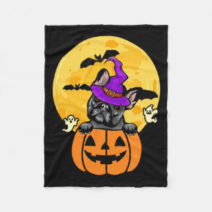 Zwarte Franse Bulldog Heks Hond Liefhebber Hallowe Fleece Deken