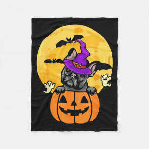 Zwarte Franse Bulldog Heks Hond Liefhebber Hallowe Fleece Deken