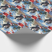Zwarte Franse Bulldog Kerstfeest Sneeuwscène Cadeaupapier (Hoek)