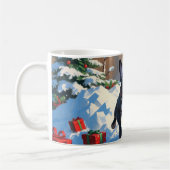 Zwarte Franse Bulldog Kerstfeest Sneeuwscène Koffiemok (Links)