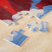 Zwarte Franse Bulldog Kerstfeest Sneeuwscène Legpuzzel (Zijkant)