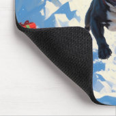 Zwarte Franse Bulldog Kerstfeest Sneeuwscène Muismat (Hoek)