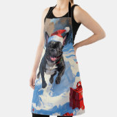 Zwarte Franse Bulldog Kerstfeest Sneeuwscène Schort (Insitu)