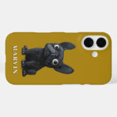 Zwarte Franse Bulldog Mosterd Geel Illustratie Case-Mate iPhone Case (Achterkant (horizontaal))