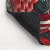 Zwarte Franse Bulldog op een  stoel Muismat (Hoek)