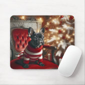 Zwarte Franse Bulldog op een  stoel Muismat (Met muis)