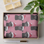 Zwarte Franse Bulldog Roze Kerst Weefsel Papier (Geschenk)