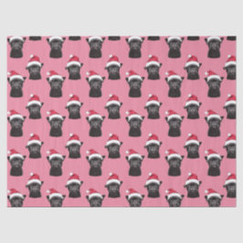 Zwarte Franse Bulldog Roze Kerst Weefsel Papier