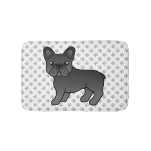 Zwarte Franse Bulldog Schattige Cartoon Hond & Poo Badmat