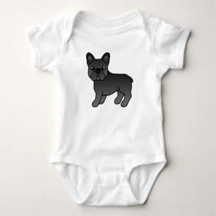 Zwarte Franse Bulldog Schattige Cartoon Hond Romper