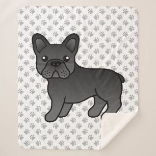 Zwarte Franse Bulldog Schattige Cartoon Hond Sherpa Deken