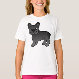 Zwarte Franse Bulldog Schattige Cartoon Hond T-shirt