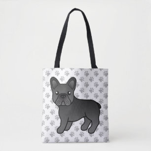 Zwarte Franse Bulldog Schattige Cartoon Hond Tote Bag