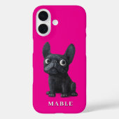 Zwarte Franse Bulldog schattige illustratie Case-Mate iPhone Case (Achterkant)