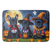 Zwarte Franse Bulldogs Pompoen Halloween Grappig Badmat (Voorkant)