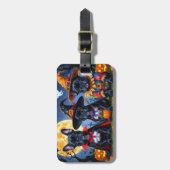 Zwarte Franse Bulldogs Pompoen Halloween Grappig Bagagelabel (Voorkant verticaal)