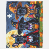 Zwarte Franse Bulldogs Pompoen Halloween Grappig Fleece Deken (Voorkant)