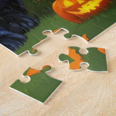 Zwarte Franse Bulldogs Pompoen Halloween Grappig Legpuzzel (Zijkant)