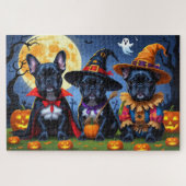 Zwarte Franse Bulldogs Pompoen Halloween Grappig Legpuzzel