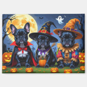 Zwarte Franse Bulldogs Pompoen Halloween Grappig Magneet (Voorkant)