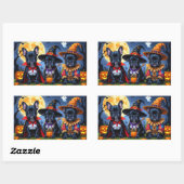 Zwarte Franse Bulldogs Pompoen Halloween Grappig Rechthoekige Sticker (Vel)