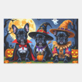 Zwarte Franse Bulldogs Pompoen Halloween Grappig Rechthoekige Sticker (Voorkant)
