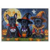 Zwarte Franse Bulldogs Pompoen Halloween Grappig Snijplank (Voorkant)