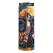 Zwarte Franse Bulldogs Pompoen Halloween Grappig Thermosbeker (Achterkant)