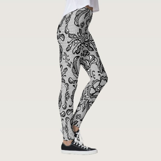 Zwarte Franse kant Leggings (Rechts)