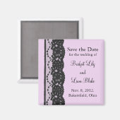 Zwarte Franse kant Opslaan Datum magneet (Voorkant / Achterkant)