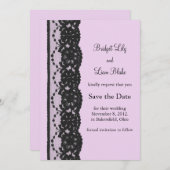Zwarte Franse kant Opslaan datum Save The Date (Voorkant / Achterkant)