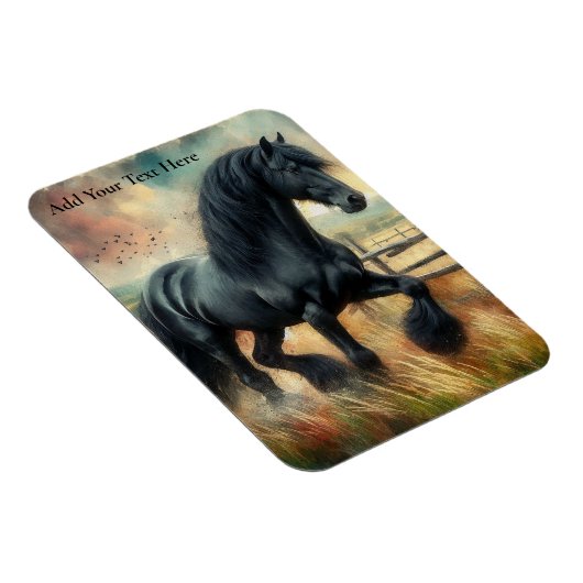 Zwarte Fresian Horse Pasture Rustic Fence Magneet (Rechterzijde)