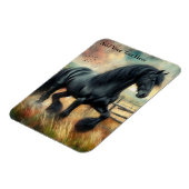Zwarte Fresian Horse Pasture Rustic Fence Magneet (Linkerzijde)