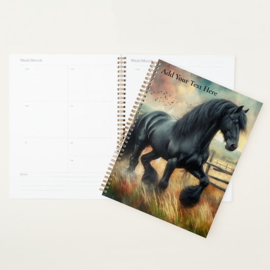 Zwarte Fresian Horse Pasture Rustic Fence Planner (Display)