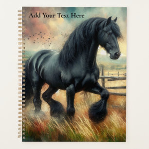 Zwarte Fresian Horse Pasture Rustic Fence Planner