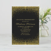 Zwarte Friendsmas uitnodigingen Gouden Glitters (Staand voorkant)