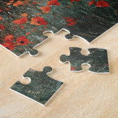 Zwarte Friese hengst Rode klaprozen Legpuzzel (Zijkant)
